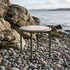 Olive Mollis Side Table Ø50 with powder-coated aluminum frame and smoked tempered glass top outdoors