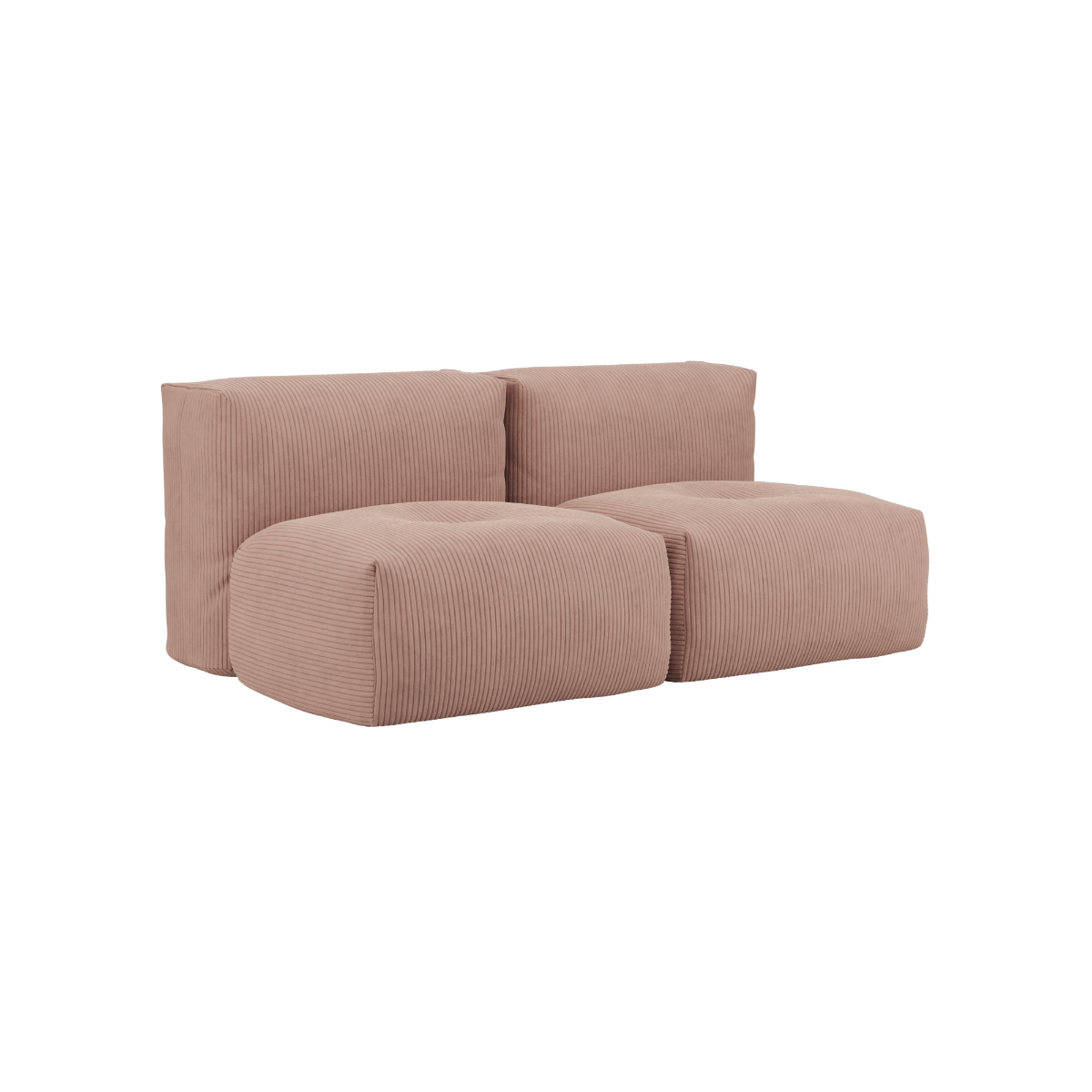 Soft Sofa Indoor 2-seater in rose corduroy fabric with soft, modular design and low profile.