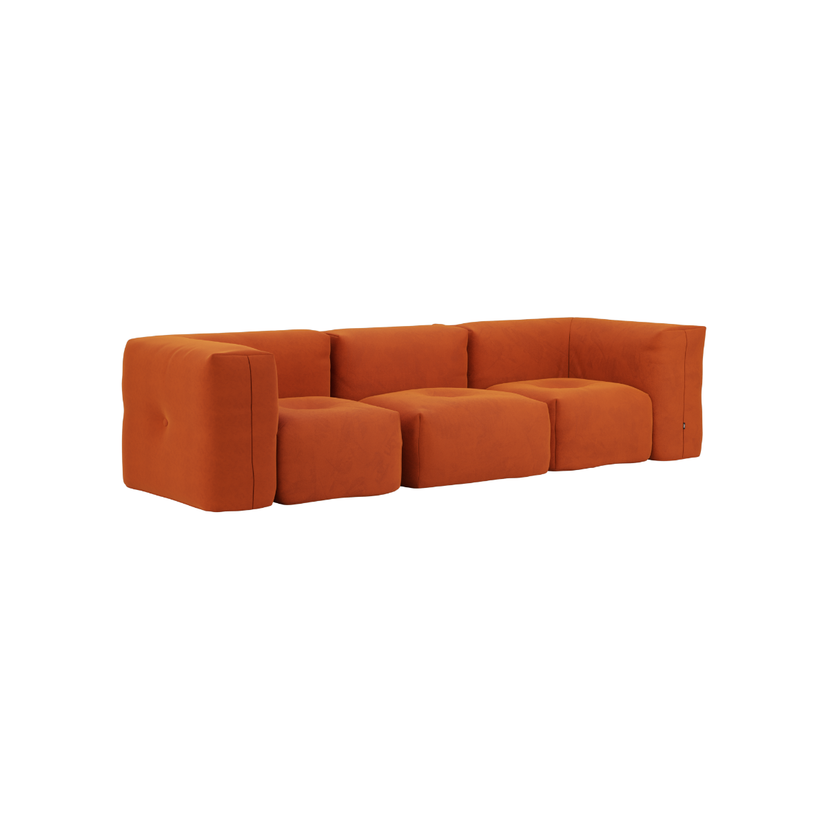 Soft Sofa Indoor 3-seater in orange jacquard fabric without pouf on a white background.
