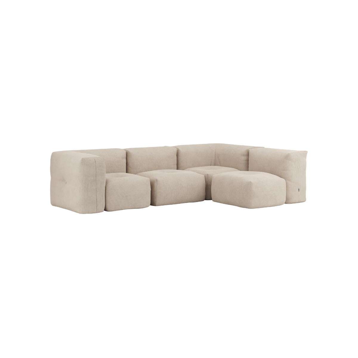 4-seater corner Soft Sofa Indoor in beige corduroy fabric with modular design and soft cushions