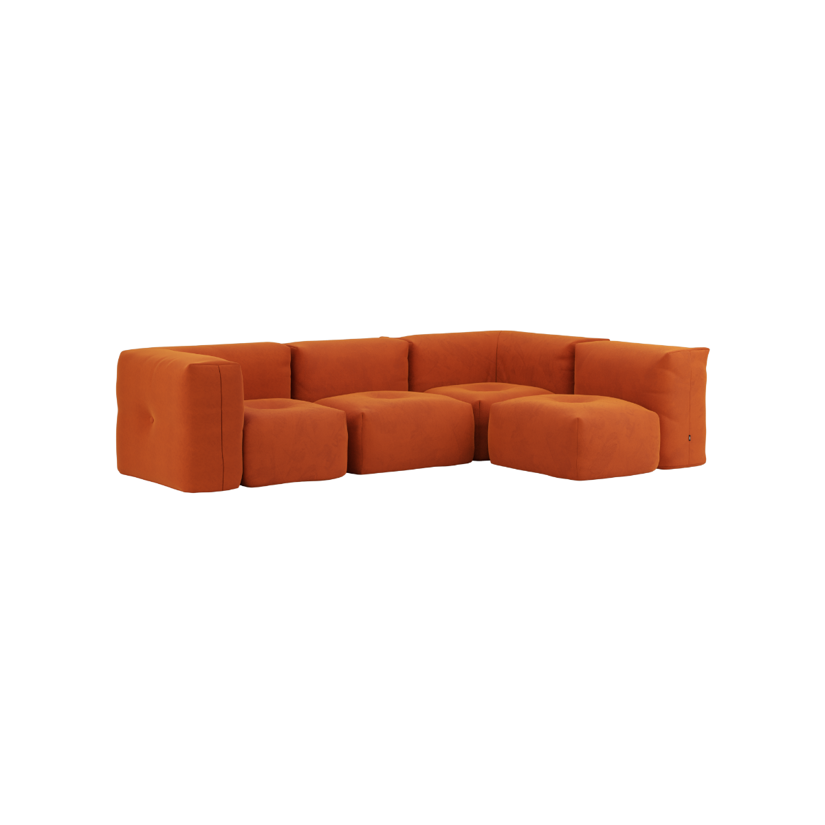 Soft Sofa Indoor 4 seater corner sofa in orange jaquard fabric with modular design and soft cushions