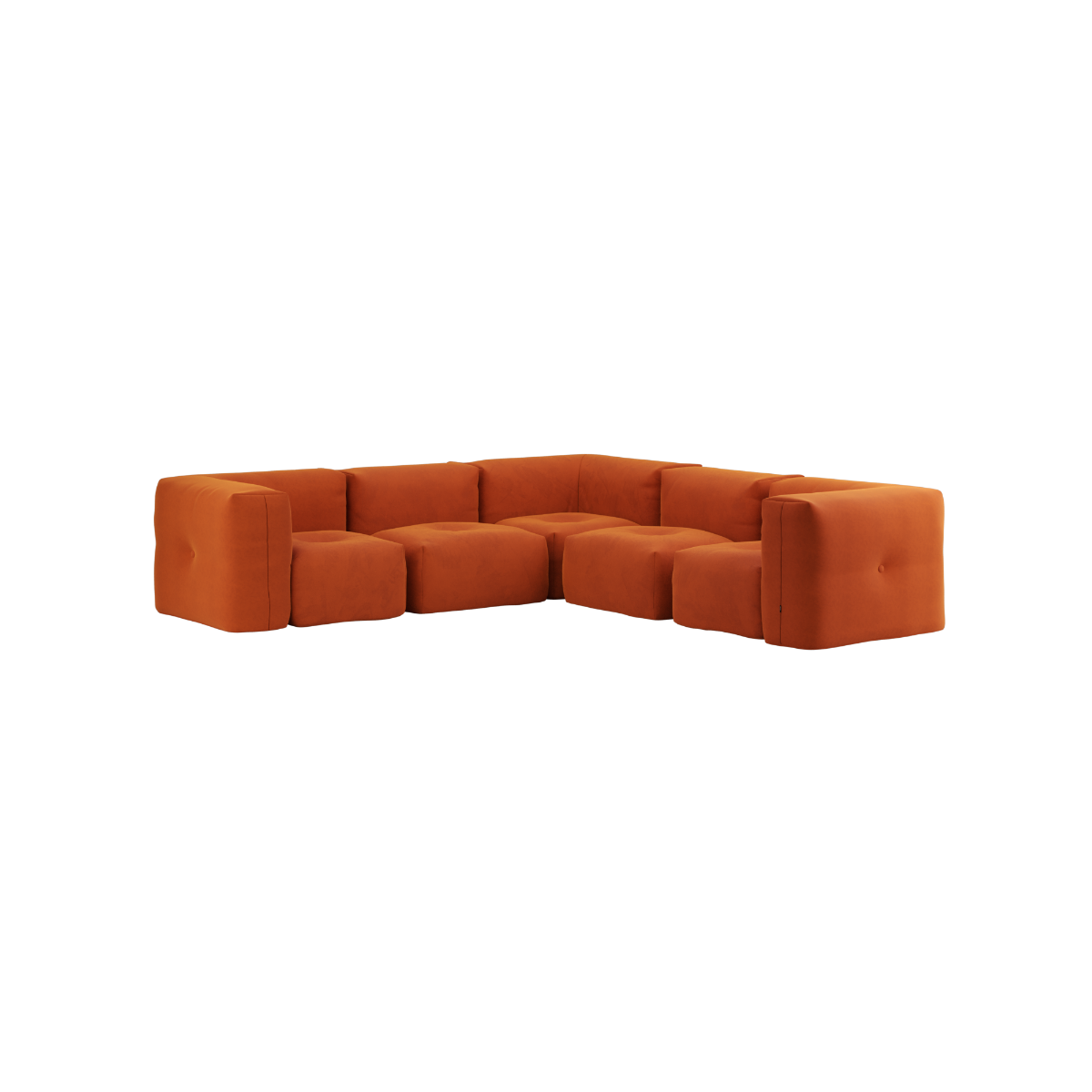 Orange Jaquard Soft Sofa Indoor 5-seater corner sofa with modular design and soft fabric upholstery
