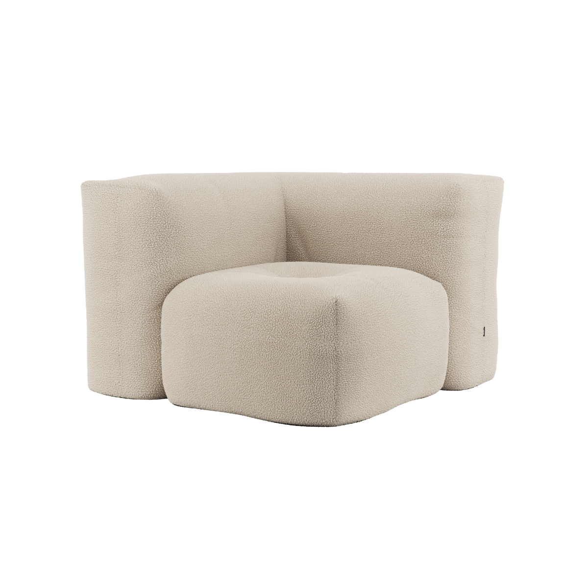 Soft Sofa Indoor corner sofa in beige Teddy fabric with a soft, cushioned design and modular shape