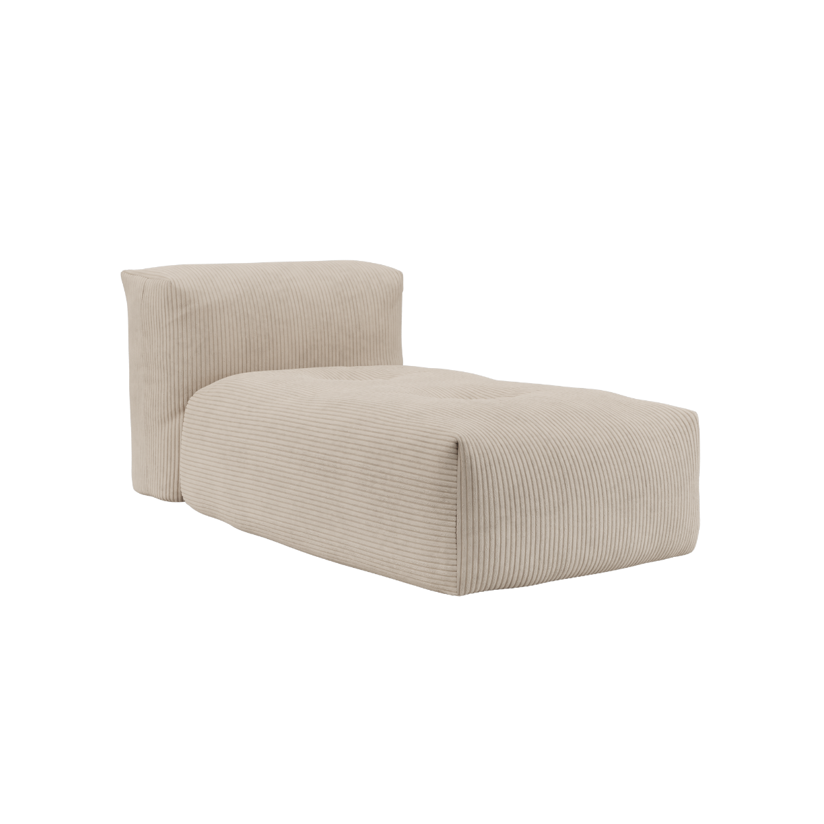 Soft Sofa Indoor Lounger in beige corduroy fabric with soft, cushioned design and low profile.