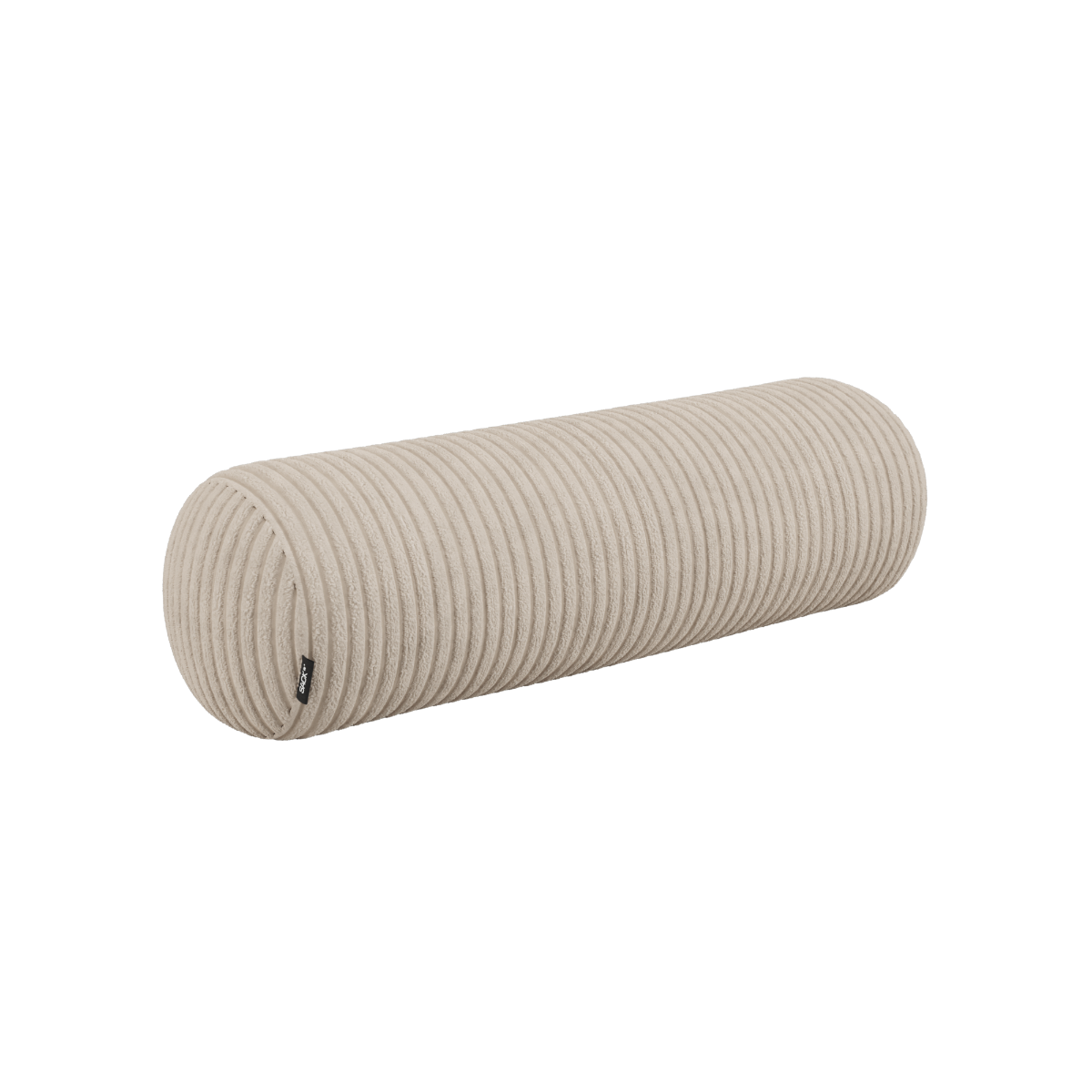 Soft Sofa Indoor bolster cushion in beige corduroy fabric with a cylindrical shape.