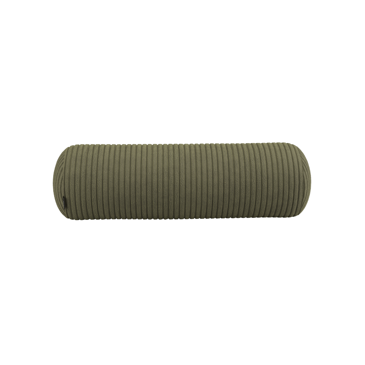 Soft Sofa Indoor bolster cushion in olive corduroy fabric with a cylindrical shape.