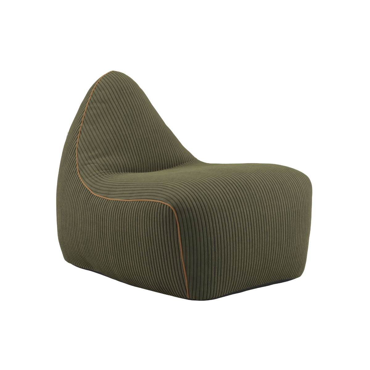 SACKit Chair Indoor bean bag in olive green corduroy fabric with rounded shape and supportive foam filling.