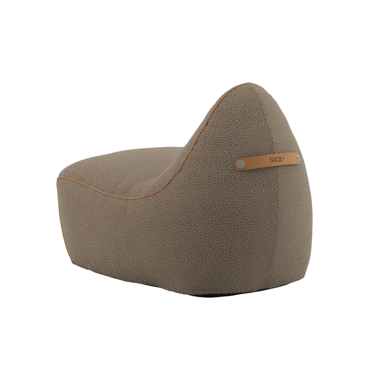 SACKit Chair Indoor bean bag lounge chair in Teddy Brown fabric with rounded shape and soft contours