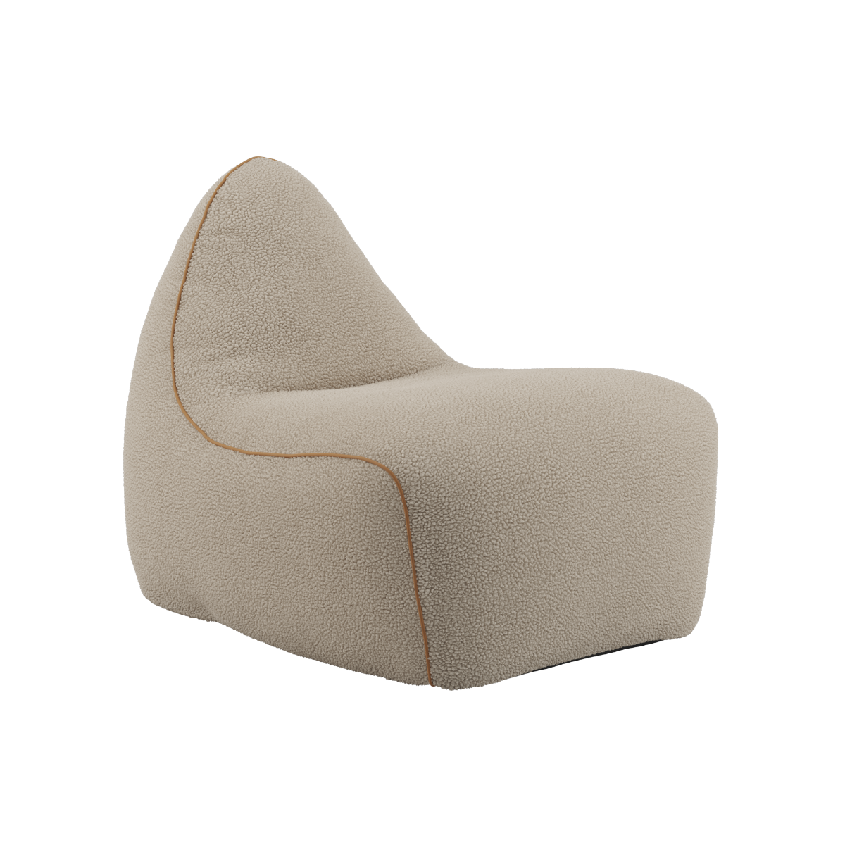 SACKit Chair Indoor in teddy beige fabric with rounded shape and soft foam filling on a white background