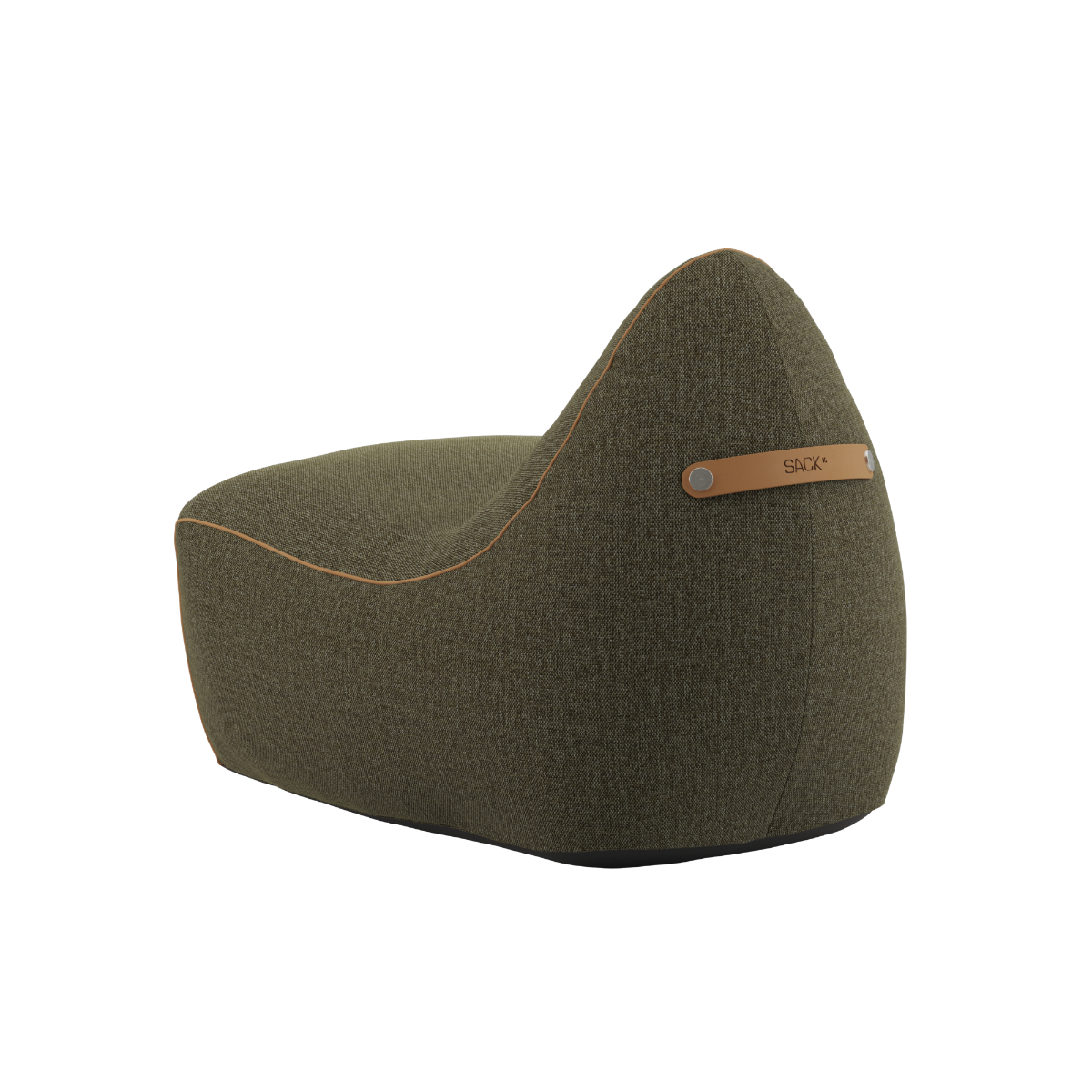 SACKit Chair Indoor bean bag lounge chair in rounded shape with Cosmo Olive fabric upholstery