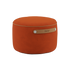 Round SACKit Pouf Indoor in orange jaquard fabric with a compact, cushioned design and side handle.