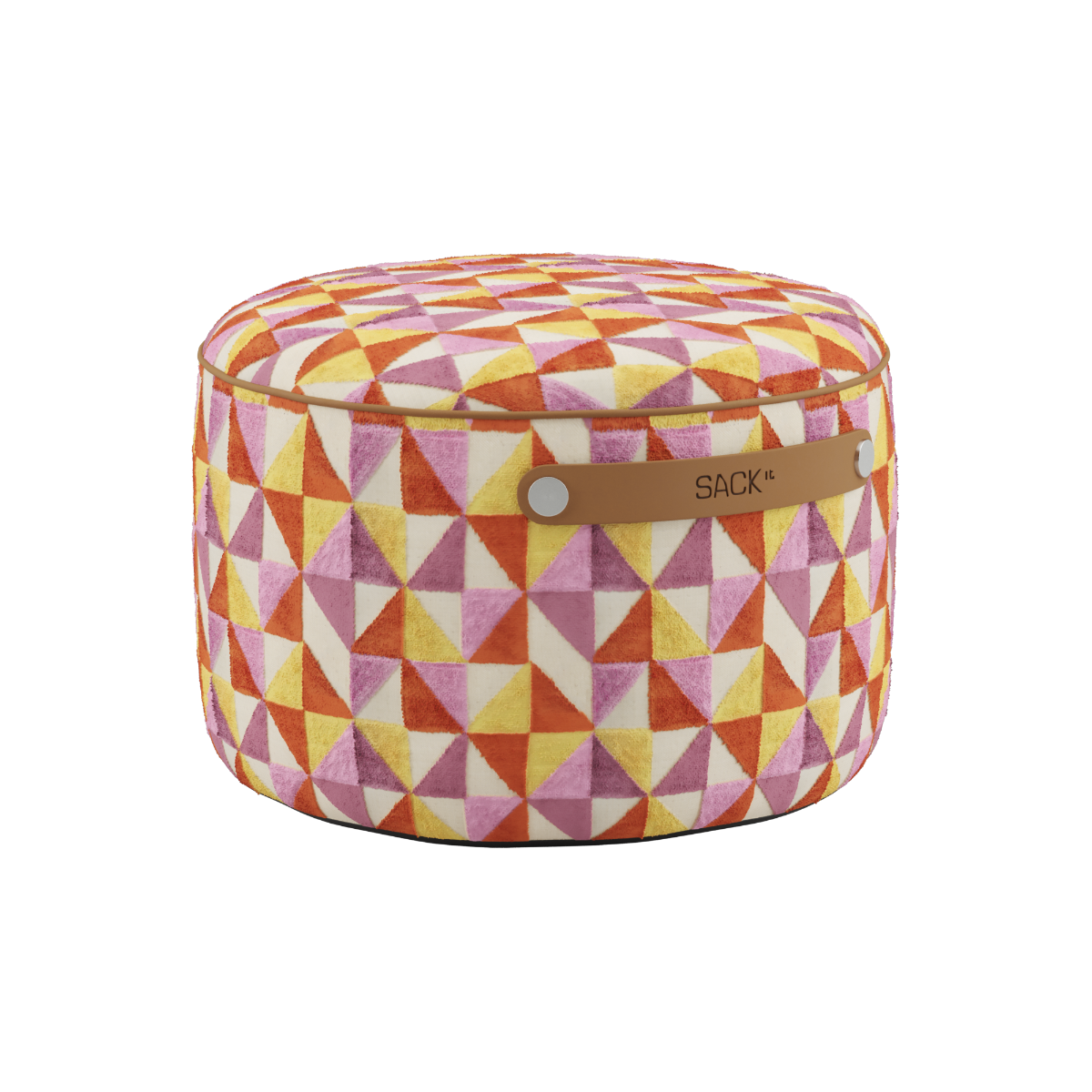 Round SACKit Pouf Indoor in Levanka textile with a compact shape and soft foam filling.