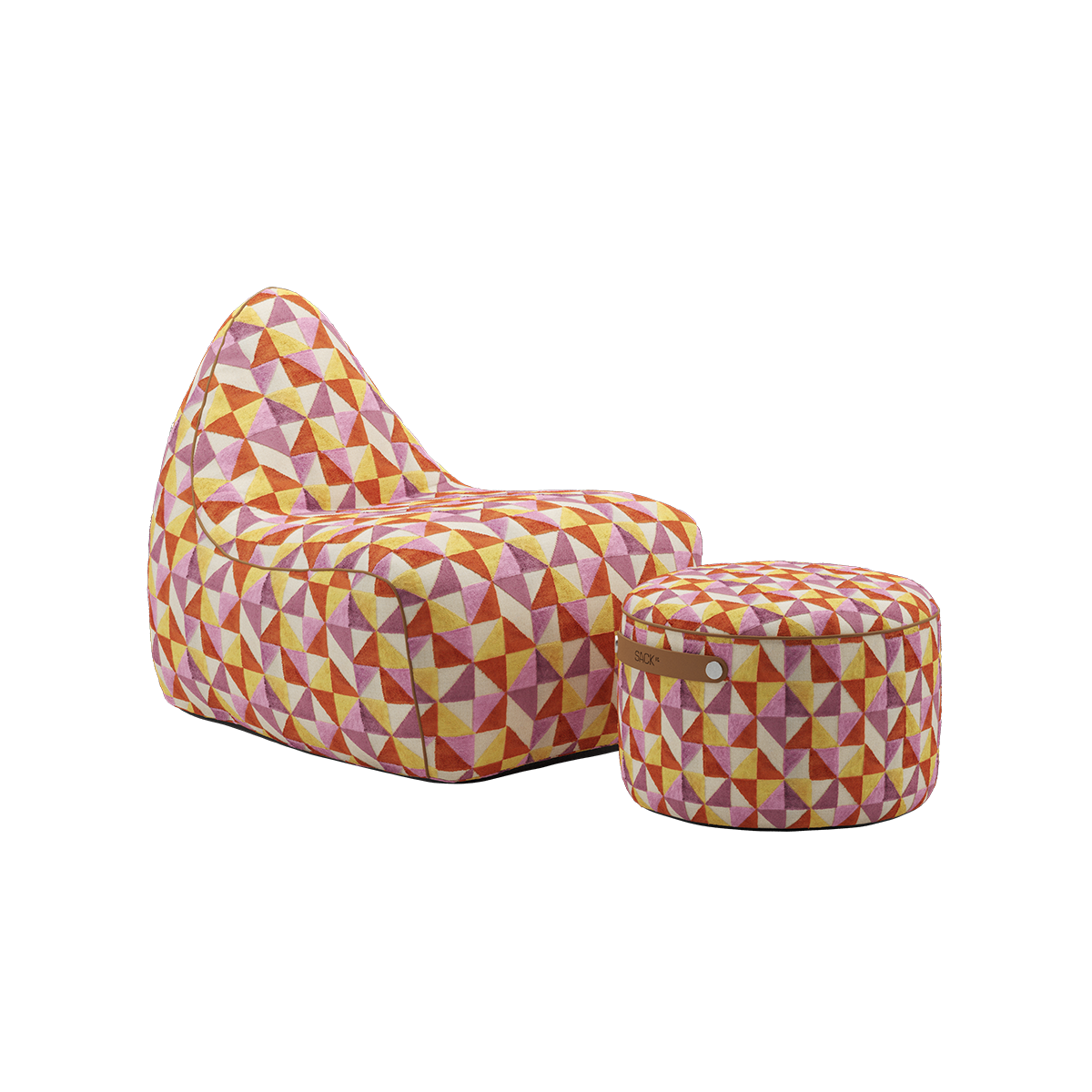SACKit Chair and Pouf Indoor lounge set with structured shape and cold foam filling in neutral fabric