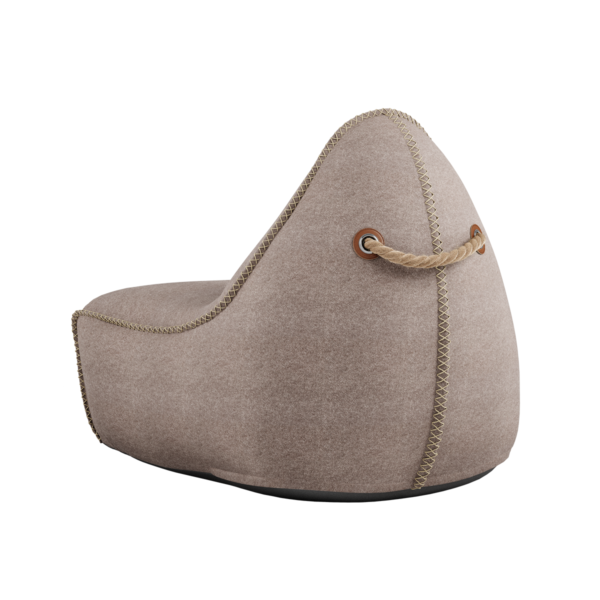 Canvas Lounge Chair and pouf in petrol canvas fabric with a soft, rounded shape.