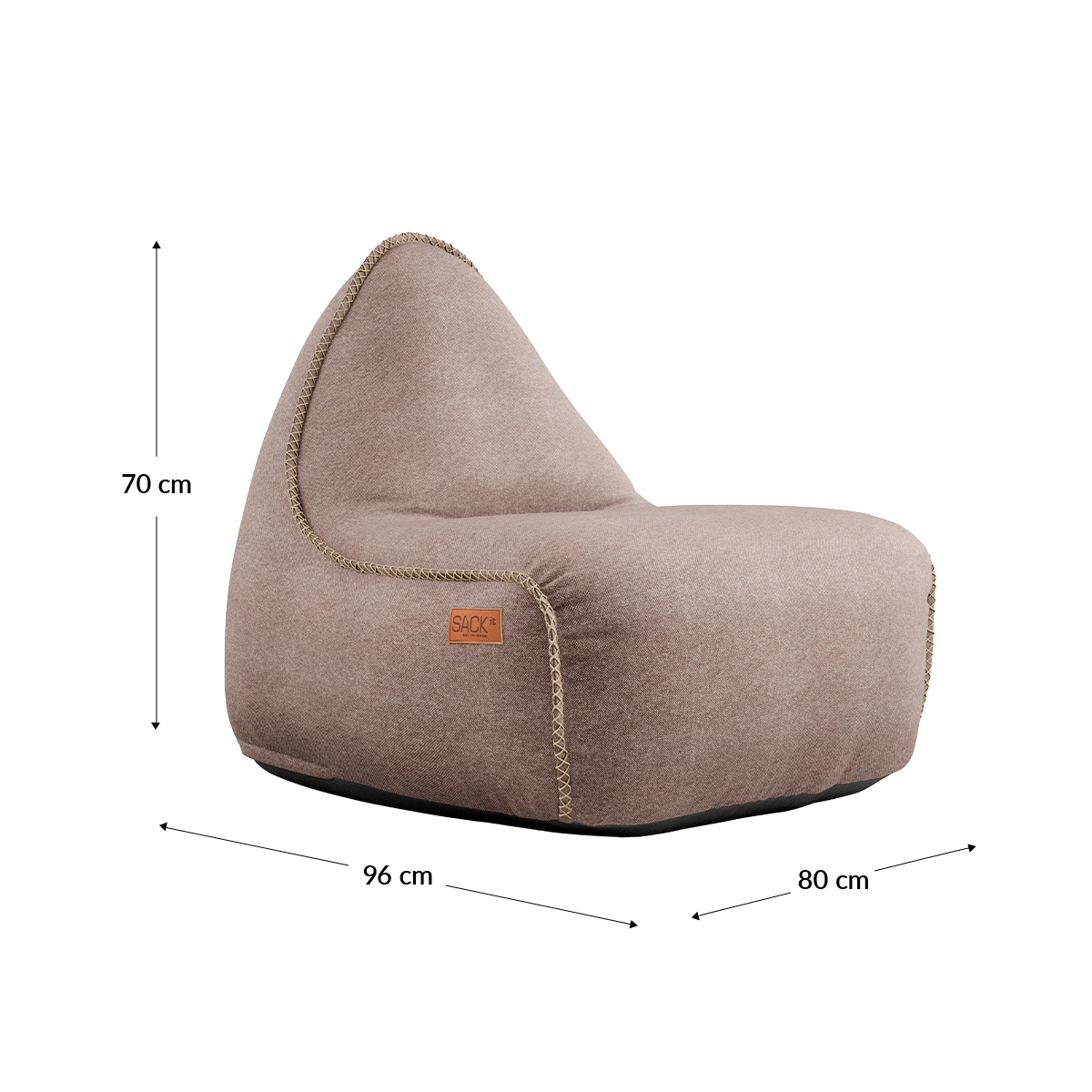 Canvas Lounge Chair and pouf in canvas petrol fabric with a soft, rounded shape and backrest.