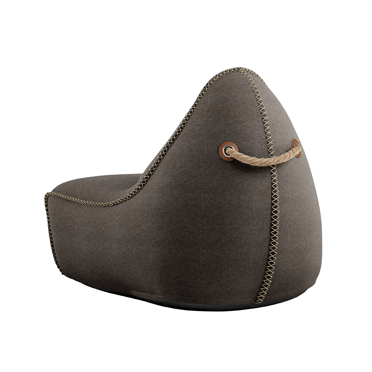 Canvas Lounge Chair and pouf in canvas petrol fabric with a soft, rounded shape and backrest.