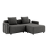 Cobana Grey 2-seater outdoor lounge sofa with armrest and pouf, powder-coated aluminum frame and cushions.