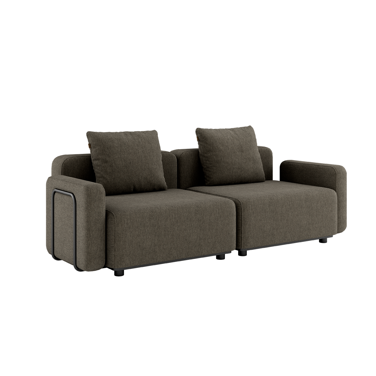 Cobana Lounge Sofa two-seater in Cobana Brown with armrests, powder-coated aluminum frame and cushions.