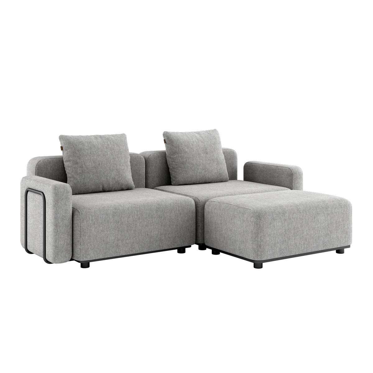 Cobana Lounge Sofa in Cobana Sand Melange with armrest and pouf, outdoor modular design with cushions
