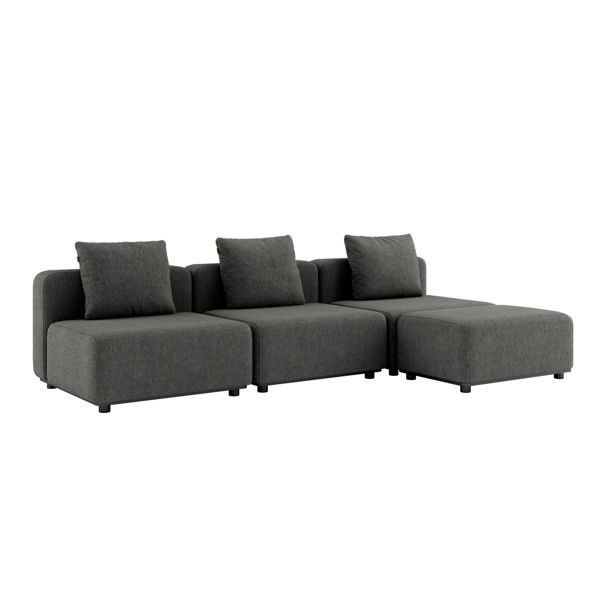 Cobana Lounge Sofa in Cobana Grey with three modules and pouf, powder-coated aluminum frame, outdoor setting.