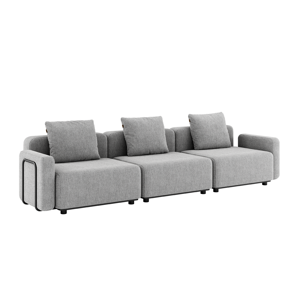 Cobana Lounge Sofa in Cobana Sand Melange with armrest, three-seat outdoor modular design with cushions