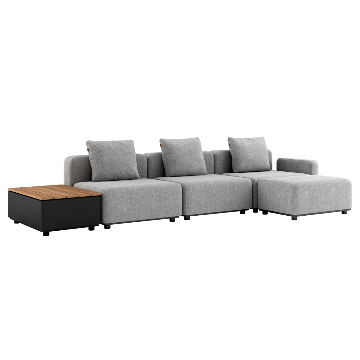 Kirra Sand Cobana Lounge Sofa 3-seater with pouf, without armrest, outdoor setting with storage table