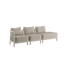 Kirra Lounge Sofa 3-seater with left open end in sand color, powder-coated aluminum frame and olefin fabric.