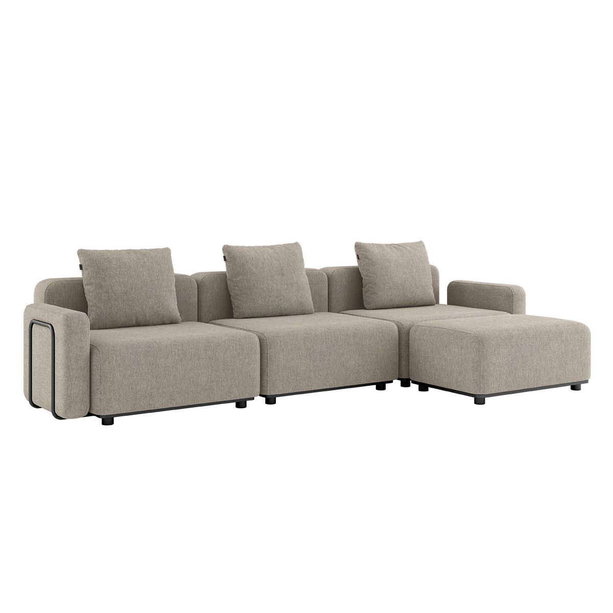 Kirra Sand Cobana Lounge Sofa with armrest and pouf, modular outdoor seating with cushions