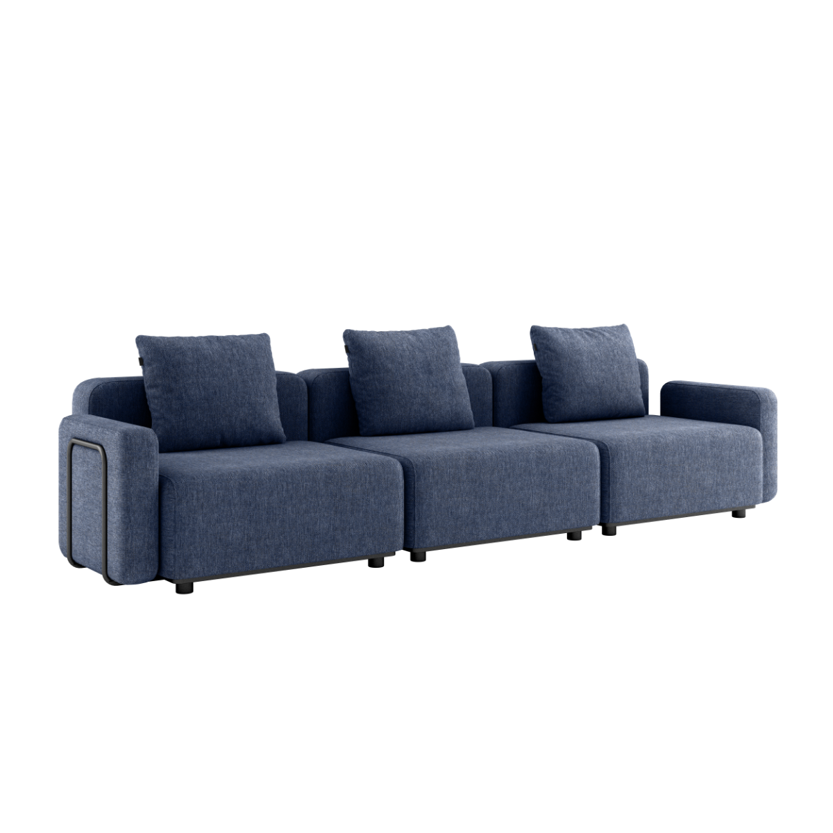 Kirra Indigo Cobana Lounge Sofa with armrest, three-seat outdoor modular sofa with cushions