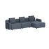 Dark grey modular three seat outdoor lounge sofa with cushions and chaise section by sackit designed in Denmark for weather resistant Scandinavian living spaces