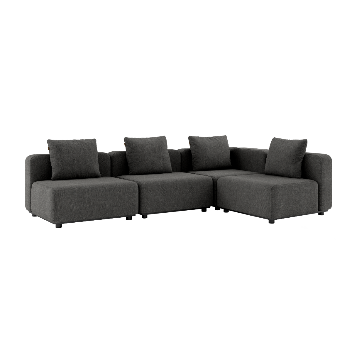 Cobana Grey 4-seater outdoor corner sofa without armrest with powder-coated aluminum frame and cushions