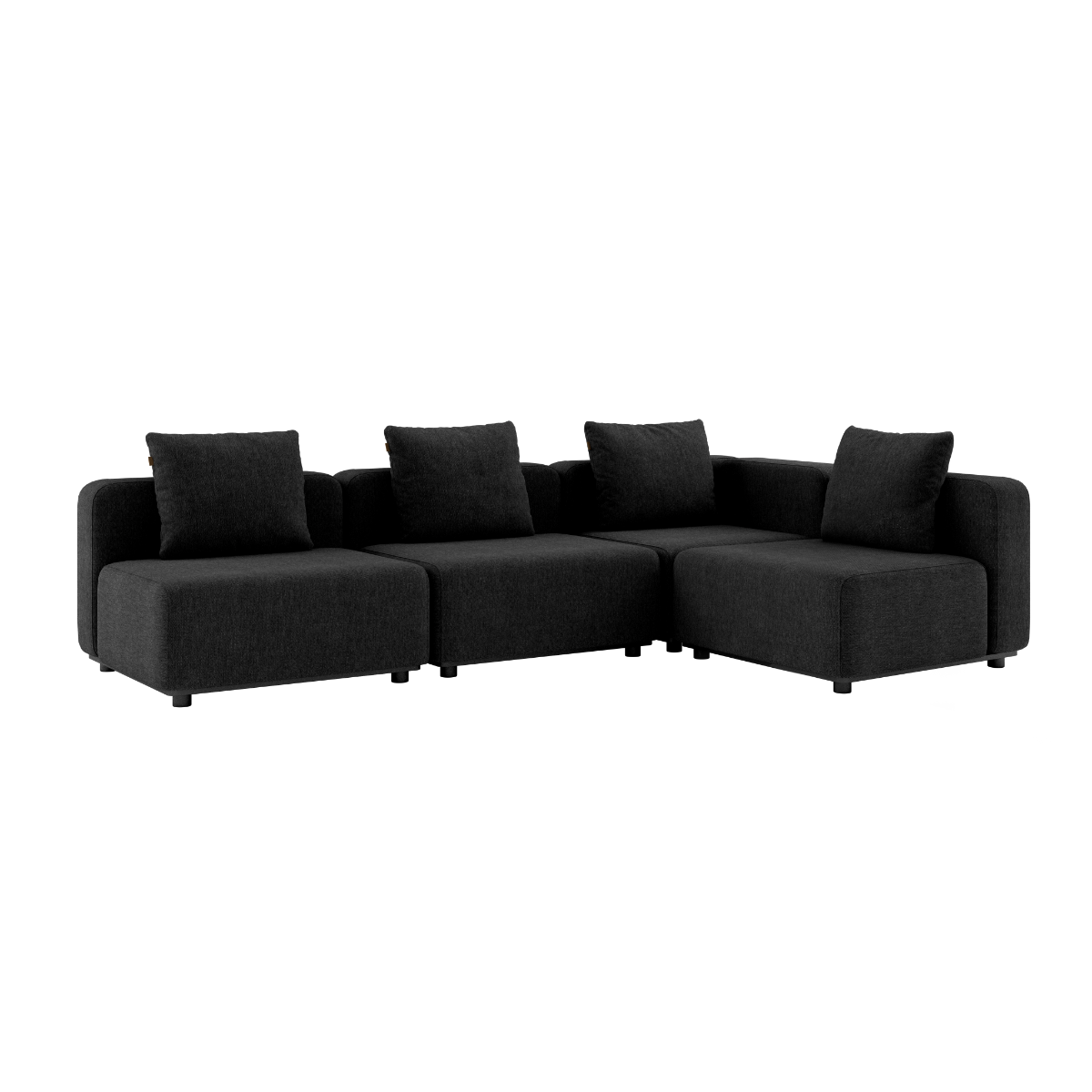 Cobana Lounge Sofa 4-seater corner outdoor sofa in black with powder-coated aluminum frame and cushions without armrest