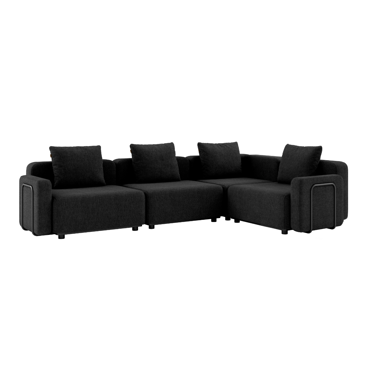 Cobana Lounge Sofa 4-seater corner outdoor sofa in black with armrest and modular design