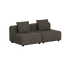 Dark gray two seat modular outdoor sofa with two back cushions and clean Scandinavian lines from sackit designed for terraces gardens and Nordic weather