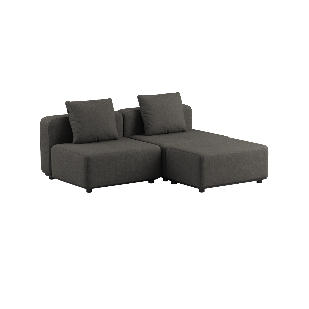 Kirra Olive Cobana Lounge Sofa 2-seater with pouf, powder-coated aluminum frame and cushions