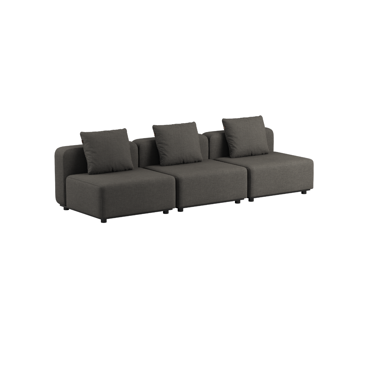 Cobana Lounge Sofa 3 seater in Cobana Brown with armrest, modular outdoor sofa with clean lines