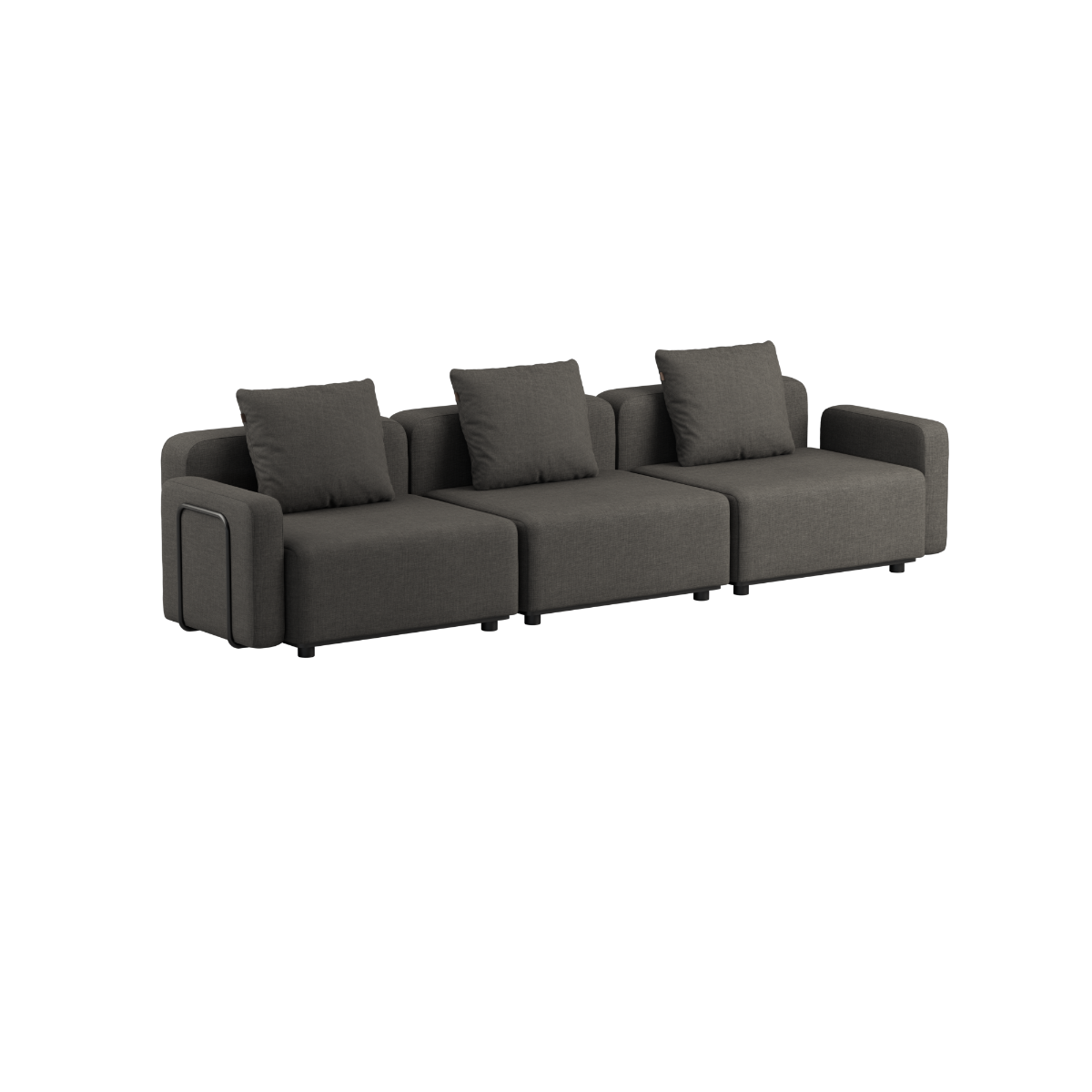 Cobana Lounge Sofa 3-seater in Cobana Brown with armrest and pouf, outdoor modular design with cushions