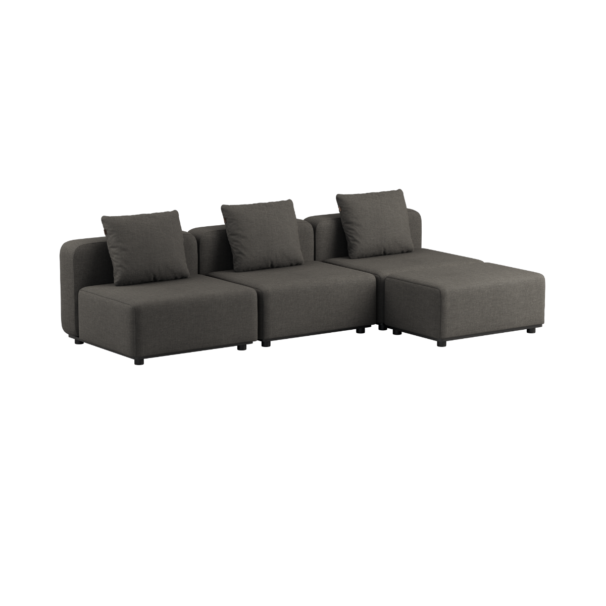 Cobana Lounge Sofa 3-seater in Cobana Brown with pouf, modular outdoor sofa without armrests.