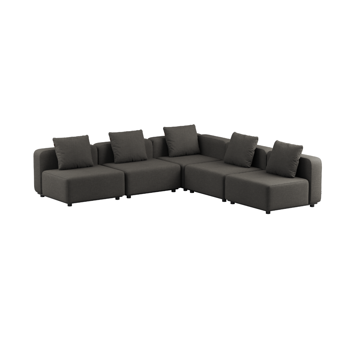 Kirra Noir Cobana Lounge Sofa 5-seater corner outdoor sofa without armrest with powder-coated aluminum frame
