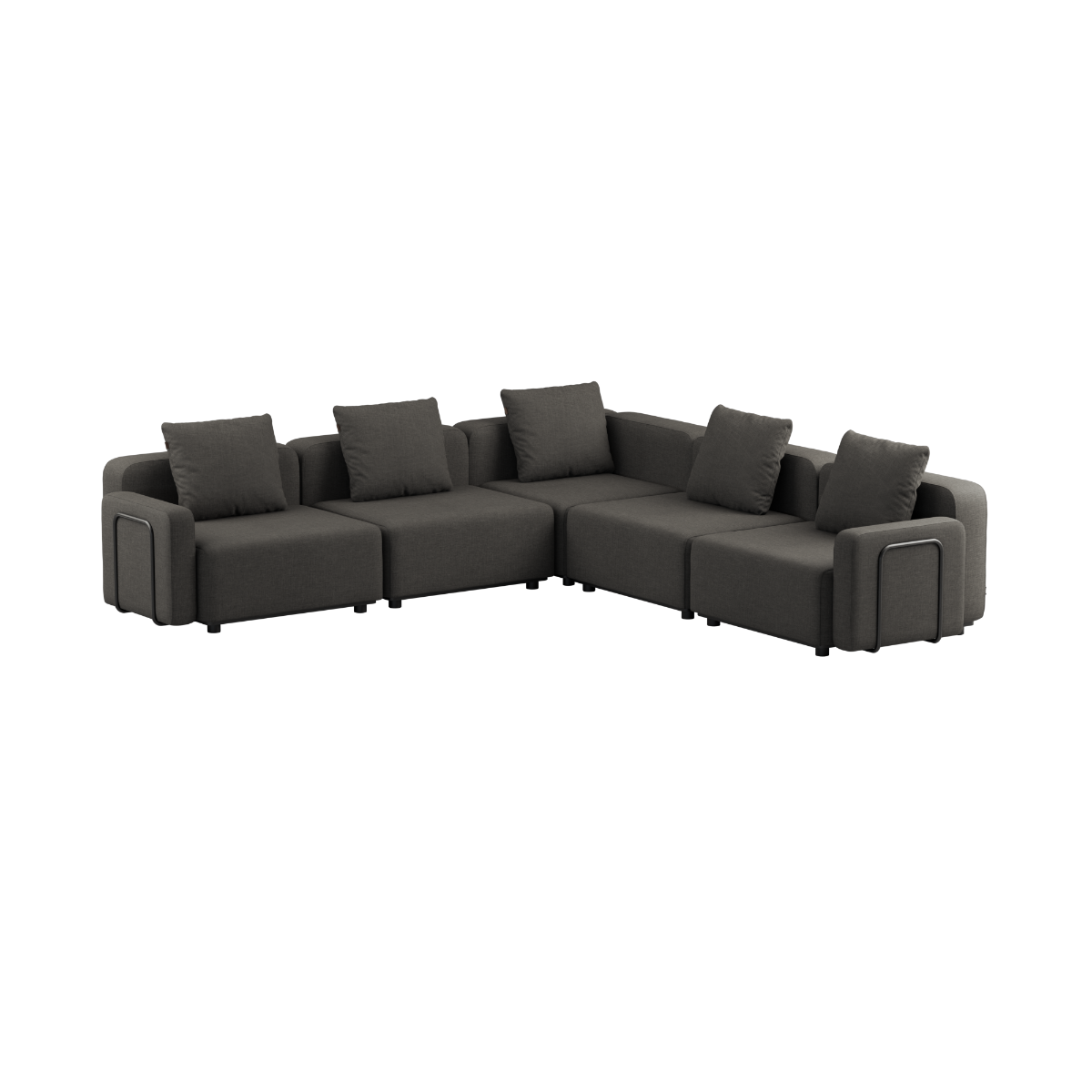 Kirra Noir Cobana Lounge Sofa 5-seater corner outdoor sofa with armrest and powder-coated aluminum frame