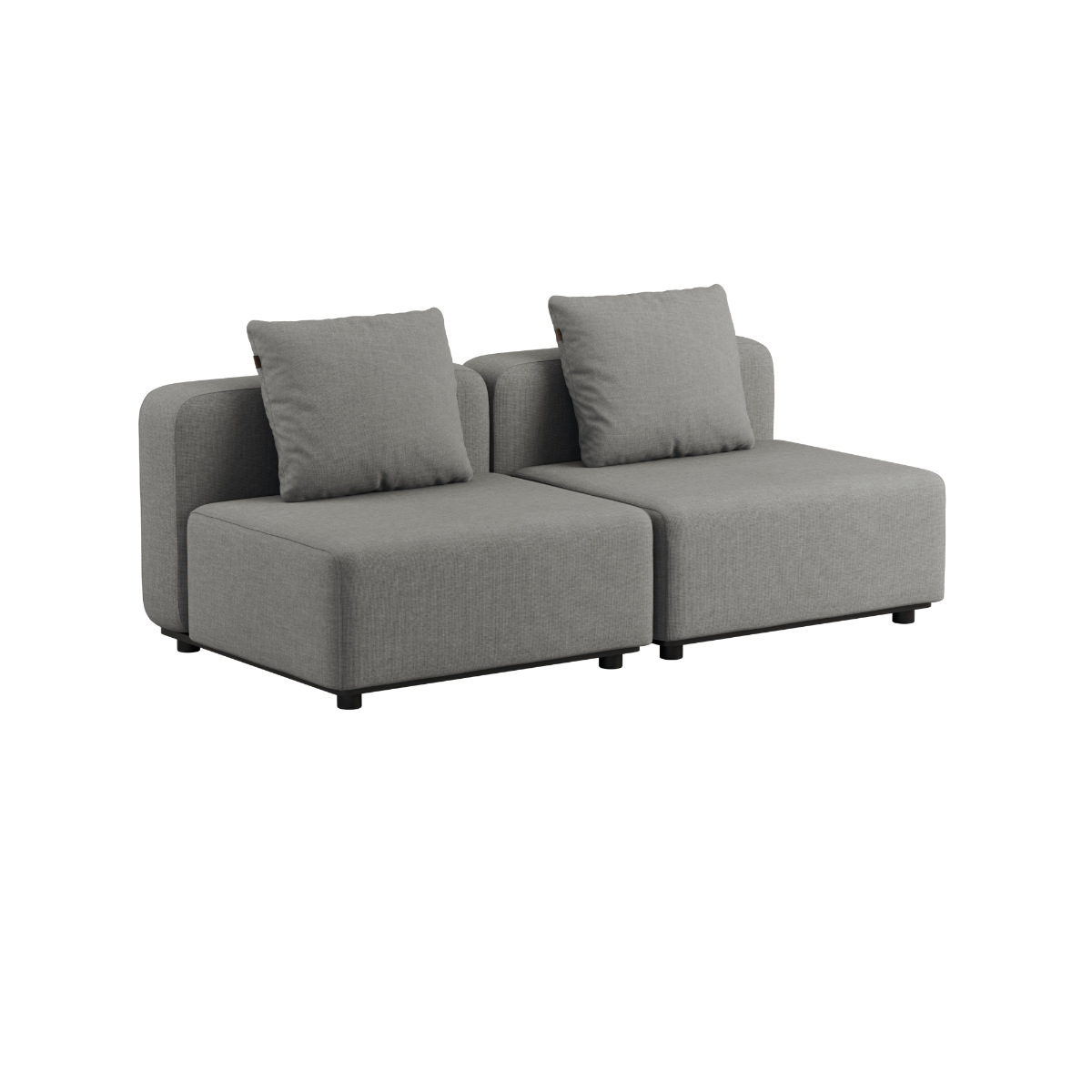 Kirra Sand Cobana Lounge Sofa 2-seater with armrest and pouf, powder-coated aluminum frame and cushions