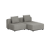 Gray two seat modular lounge sofa with two cushions and clean Scandinavian lines from sackit