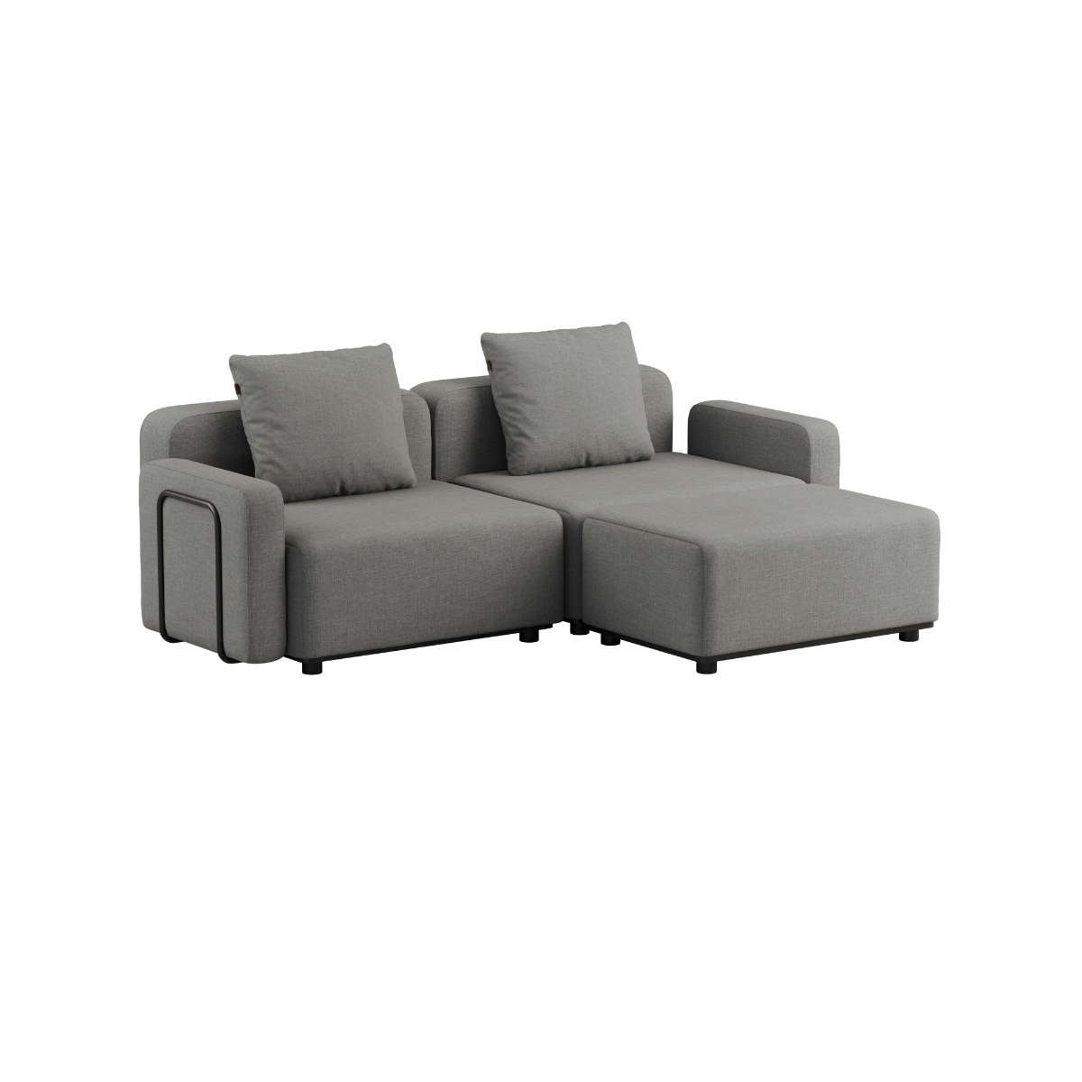 Kirra Sand Cobana Lounge Sofa 2-seater without armrest or pouf with powder-coated aluminum frame and cushions