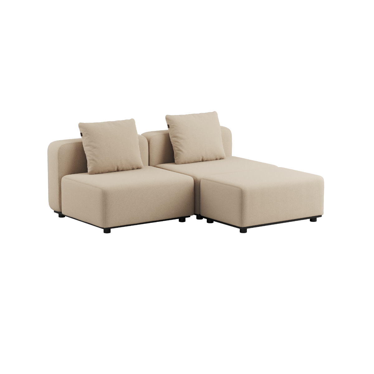 Black Cobana Lounge Sofa 2-seater without armrest or pouf with powder-coated aluminum frame and cushions