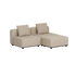 Beige modular outdoor lounge sofa with two connected seats and matching back cushions by sackit