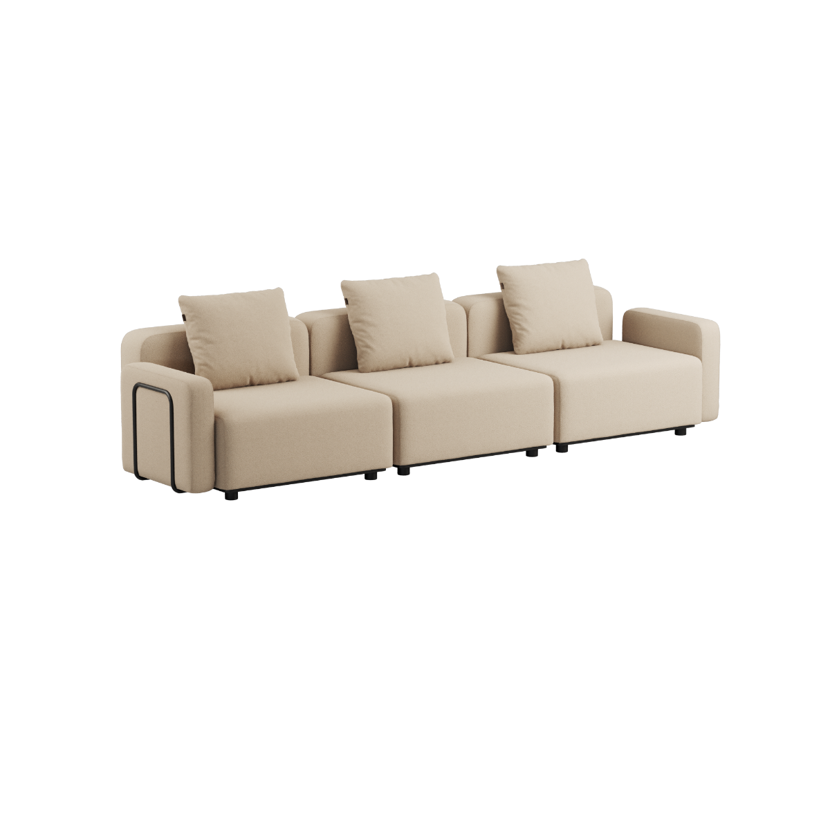 Cobana Lounge Sofa 3-seater in Cobana Grey with armrest, modular outdoor sofa with clean lines