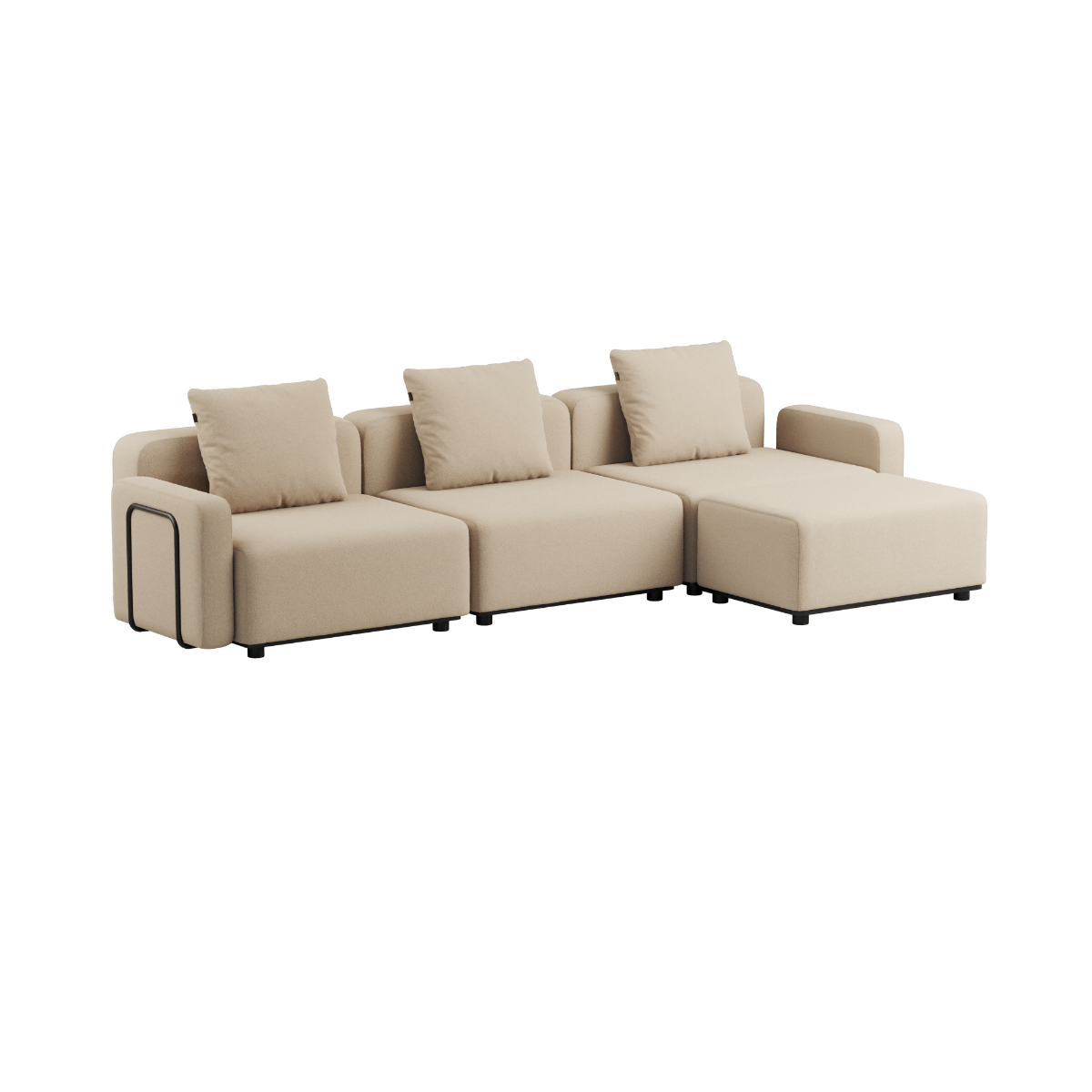 Cobana Lounge Sofa 3-seater in Cobana Grey without armrest or pouf, outdoor modular design