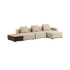 Boucle Beige Cobana Lounge Sofa 3-seater with armrest, pouf, and patio storage table in outdoor setting