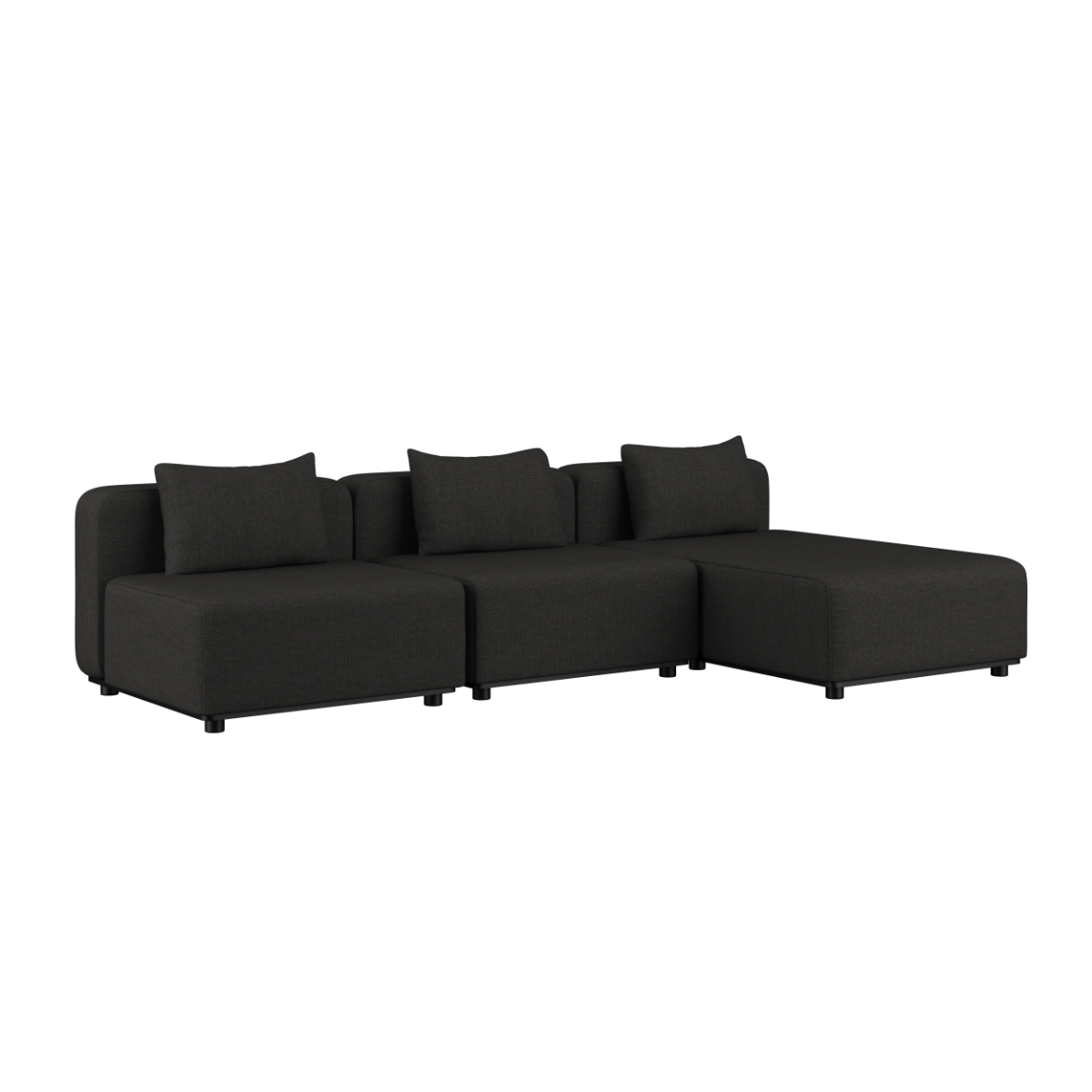 Cobana Lounge Sofa 3-seater chaise in black with powder-coated aluminum frame and cushions