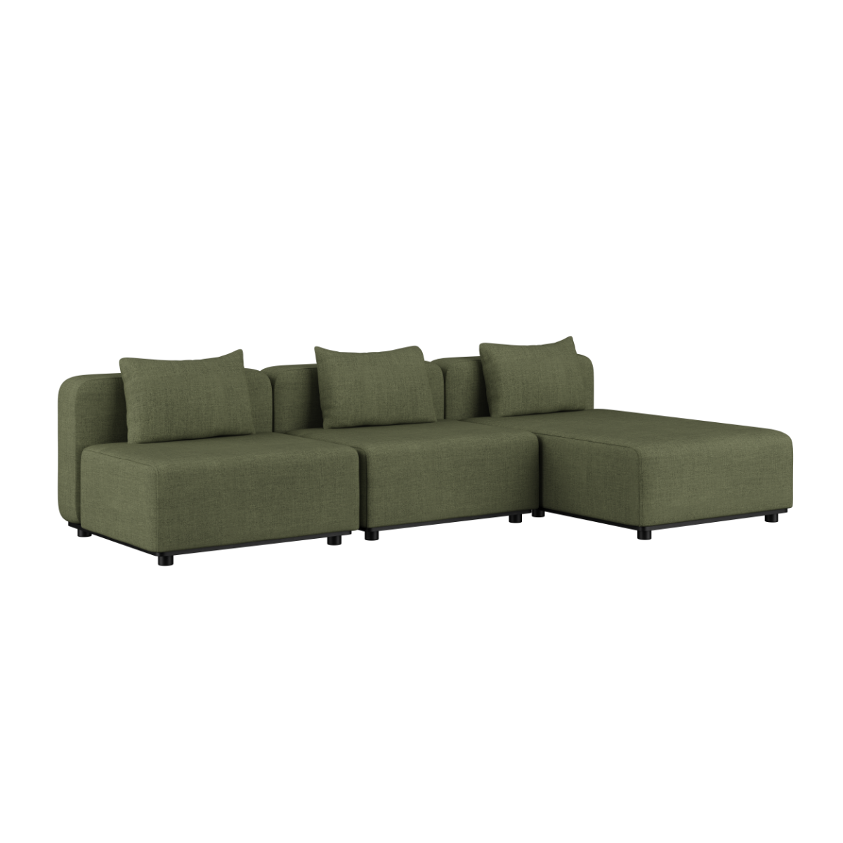 Cobana Lounge Sofa 3-seater chaise in Kirra Olive with powder-coated aluminum frame and cushions